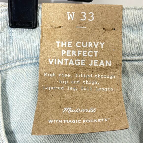 NWT Madewell The Curvy Perfect Vintage Jeans Size 33 HighRise Straight Leg Denim - Picture 4 of 5